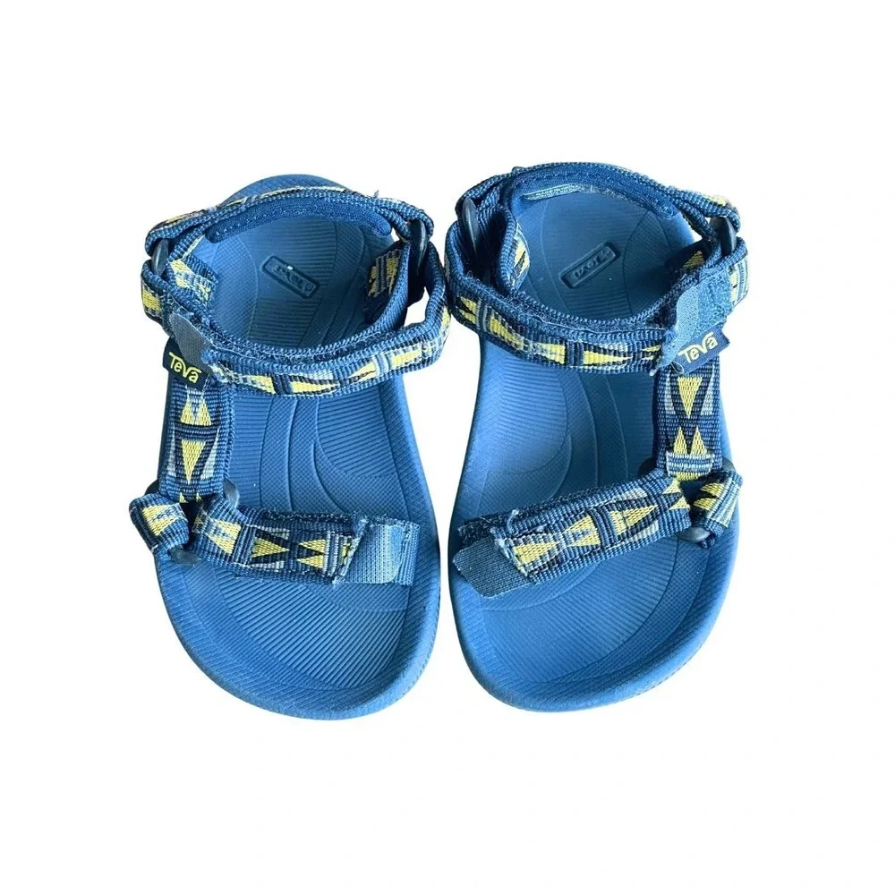 Teva Original Universal Toddler Sandals Yellow Blue Hook Loop Size 6